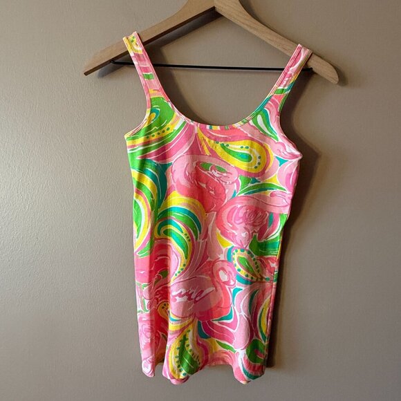 Women's XS Lilly Pulitzer Tabbie Tank Multi All Nighter Flamingo Print - Picture 3 of 6